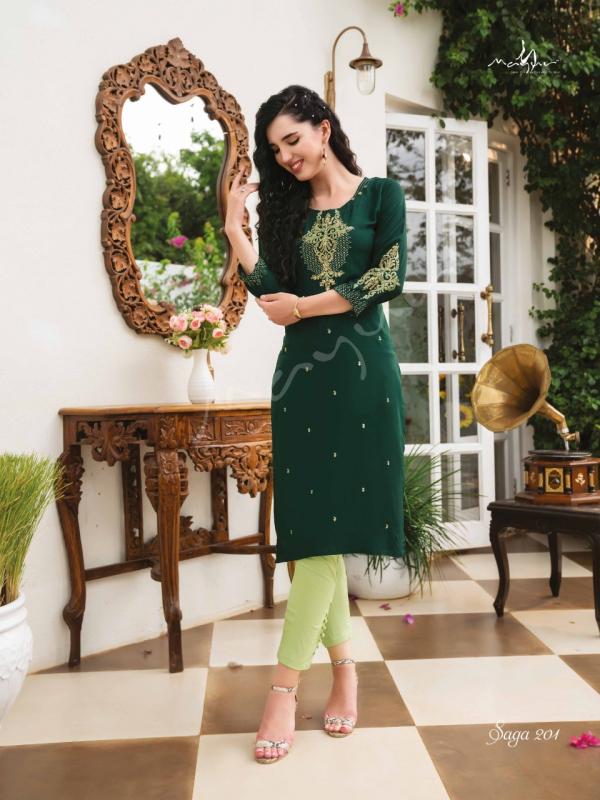 Mayur Saga 2 Rayon Designer Embroidery Kurti Collection